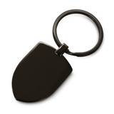 A black Cerato Key Ring with a smooth, shield-shaped attachment and a round keyring.