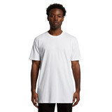 A lightweight white t-shirt with short sleeves, featuring a logo on the side. Ideal for casual wear.