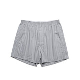 Boxer shorts in a fine grey stripe design, featuring an elastic waistband and loose fit. Includes branding on the waistband.