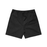 Black shorts featuring an elastic waistband and drawstring, with a simple design and no visible branding.