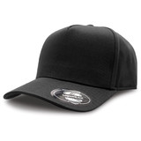 A black A-Frame cap featuring a curved brim and a logo on the side.