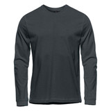 Men's long sleeve tee in a dark grey colour, featuring a crew neck and a logo on the front.