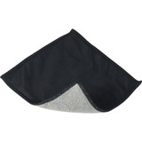 A Tech Screen Cleaning Cloth featuring a grey and black design with a stitched edge. It has a logo on one side.