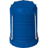 A blue Mini COB Pop Up Lantern with a handle, featuring a cylindrical design and textured surface.