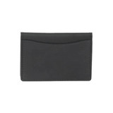 A black bifold wallet with a sleek design and one external pocket. It features a simple, unembellished style.