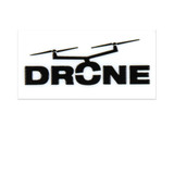 A black and white sticker featuring the word "DRONE" with a drone graphic above it.