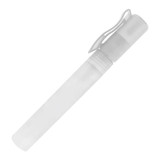 A clear 10ml hand sanitiser spray stick with a white cap and clip. It features a simple design for easy portability.