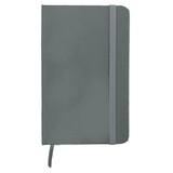 A6 Handy PU Notebook in grey, featuring a sleek cover and an elastic band closure. It has a logo on the front.