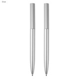 A silver pen gift set featuring two metal pens, elegantly designed with a sleek finish. Includes branding.