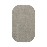 A textured, oval wireless charger in a soft grey colour with an understated design and a brand logo.