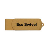 A gold eco-friendly swivel flash drive with a branding logo, featuring a smooth and sleek design.