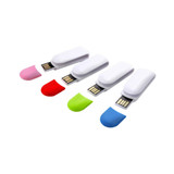 A set of four Melrose Clip Flash Drives in pink, red, green, and blue, each with a white casing and protective cap.