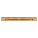 A bamboo 30cm ruler featuring black markings and a logo, designed for office and business use.