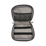 An open XL eco accessory pouch in grey, featuring a mesh pocket and elastic straps for organisation.