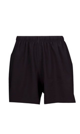 Men's FLEX shorts in black, featuring a 4-way stretch design and an elastic waistband with side pockets.