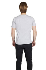 A light grey Men's Hanley T-shirt displayed from the back, featuring a simple design and short sleeves.