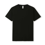 A black unisex Earth Care T-shirt featuring a simple design and a tag inside.