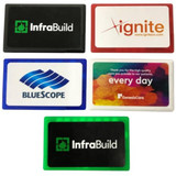A variety of credit card-sized mint cards in different colours, featuring logos and branding on each.