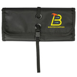 A black roll-up organizer bag with a clasp closure and brand logo "BUILDTECH SUPPLIES" prominently displayed.