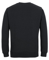 A dark green sweater with a plain back and long sleeves, featuring a fitted neckline and cuffs.