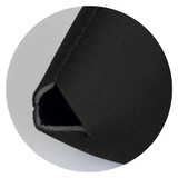 A drink bottle sleeve made from black neoprene material, with a soft interior and a stitched opening for easy access.