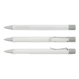 Three Lamy Safari pens in a mint green and white colour combination, featuring a sleek design and ribbed grip.
