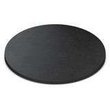 A round black slate cheese board with a smooth surface, featuring a subtle textured finish.