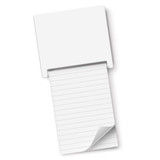 A white magnetic memo pad with a lined notepad that pulls out from the top. It has a simple design.
