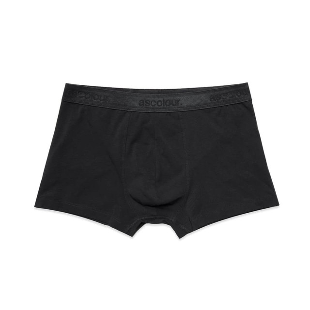 Black men's briefs with a logo waistband, featuring a fitted design and a short leg cut.
