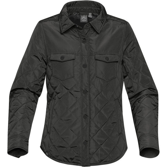 A women's dark green Diamondback jacket with a quilted pattern and buttoned front pockets. Features a logo on the label.