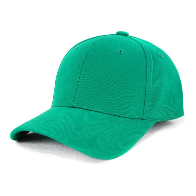 A vibrant green heavy brushed cotton cap with a curved brim and a solid design. It features a logo on the front.