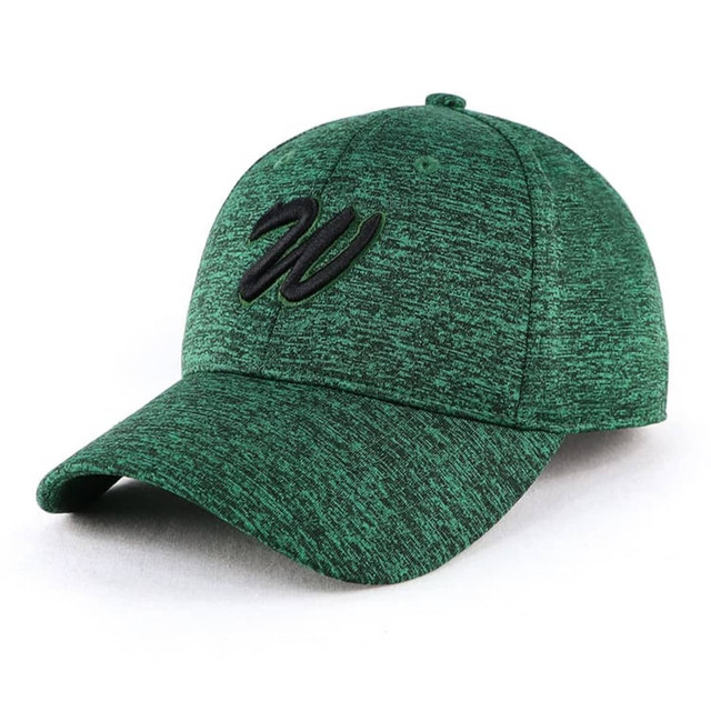 A green cap with a textured finish and a logo on the front, designed for casual wear.