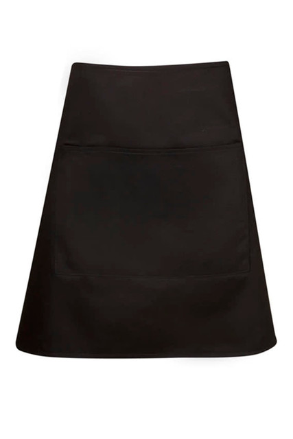 Poly Cotton Aprons, Short Waist W86xL45cm (above the knees with pocket, Black)