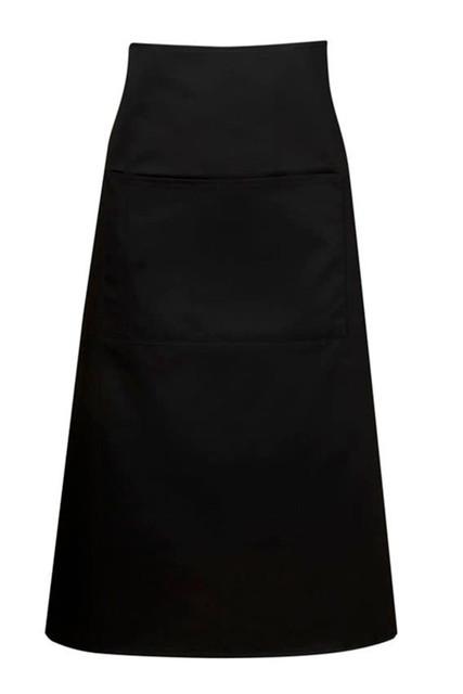 Poly Cotton Aprons, Long Waist; W86xL76 (below the knees with pocket, Black)
