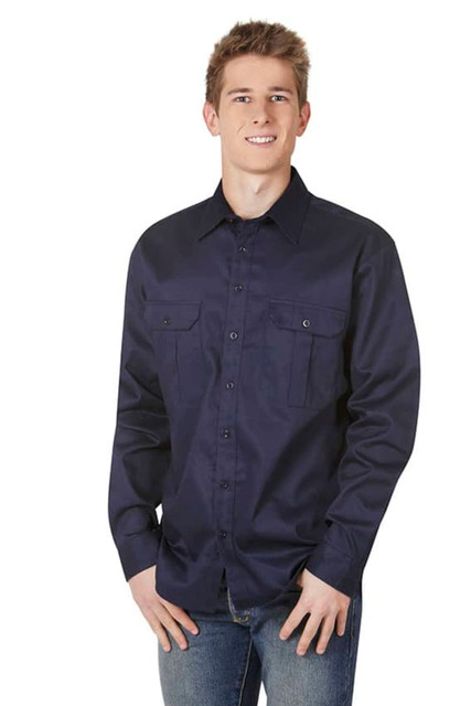 Cotton Drill Work Shirt, Long Sleeve