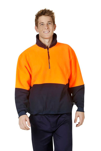 Hi Vis Half Zipped Polar Fleece Jumper