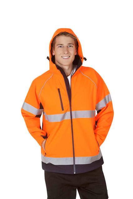 Hooded Hi Vis soft shell jackets ,day use || 72-J97