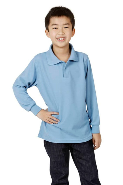 Long Sleeve Poly Cotton Pique Polo, Children