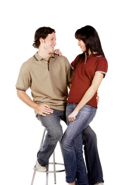 Pique Polo with Striped Collar/Cuff, Ladies