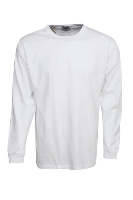 Long Sleeve Pre-shrunk cotton T-shirt, Adults (White)
