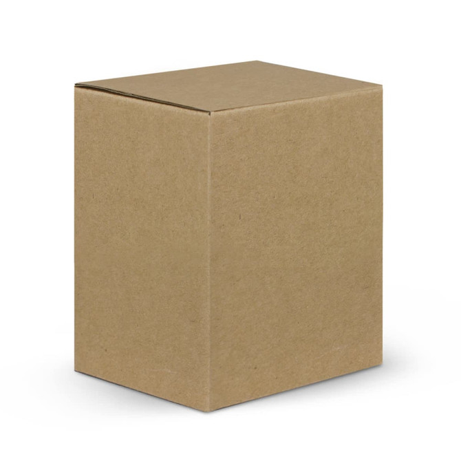 A plain brown cardboard box in a square shape with a lid, displayed on a white background.