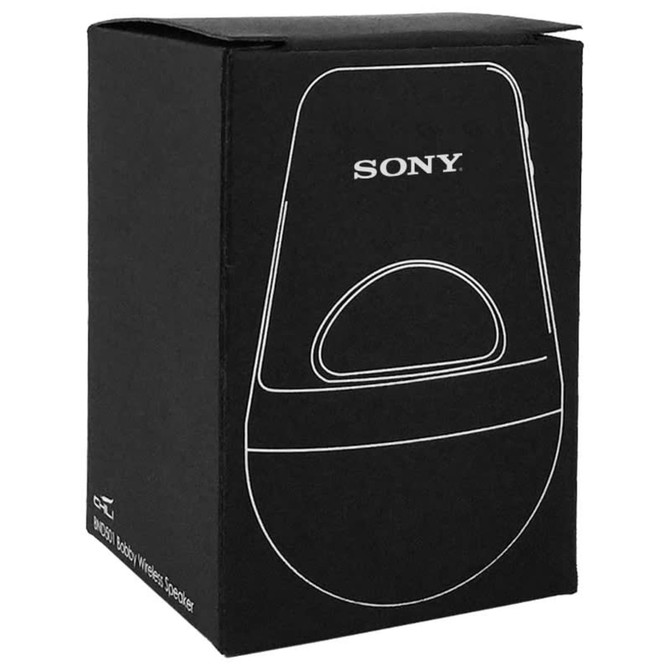 A black box containing the Bobby Wireless Speaker, featuring a white outline design and branding.