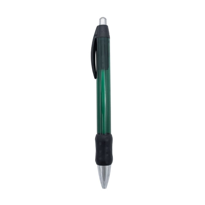 A green Widebody Chrome Grip Pen featuring a black rubber grip and a silver nib, with a logo on the barrel.
