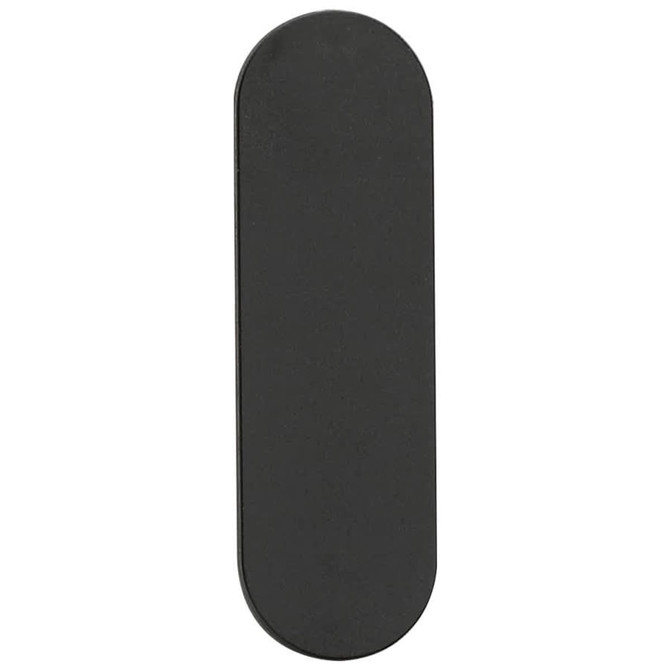 A black smartphone strap featuring a smooth, elongated shape. The product has a subtle logo.