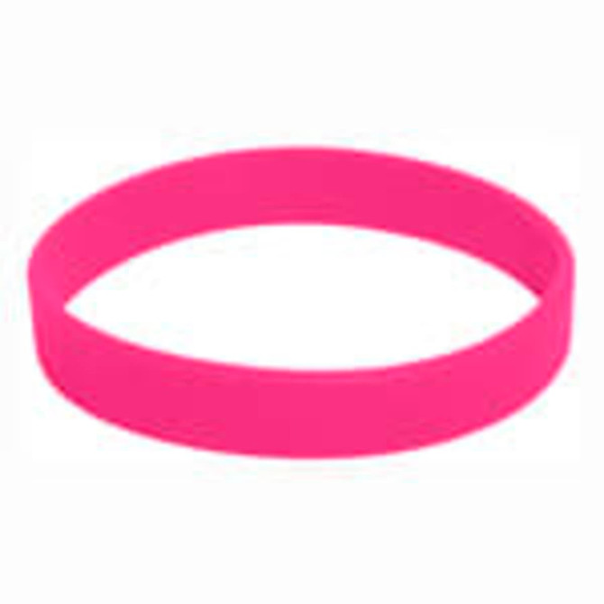 A pink silicone wristband featuring a logo, ideal for exhibitions and events.