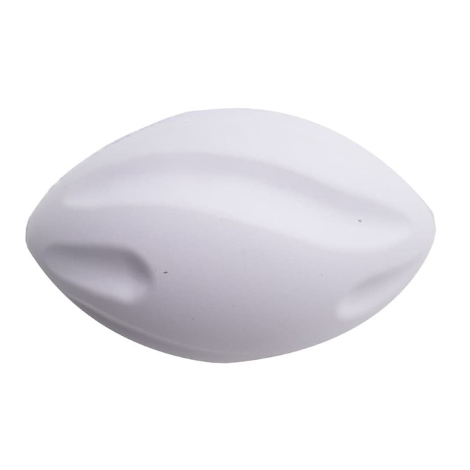 A white 135mm Spyro football featuring an oval shape and a textured surface, with a logo prominently displayed.