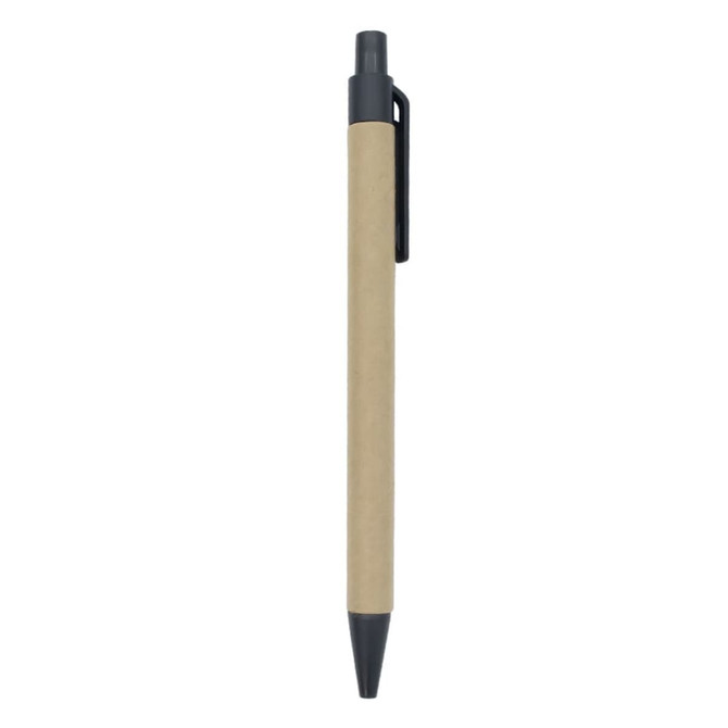 A brown kraft ballpoint pen with a black plastic tip and clip. The pen features a simple, eco-friendly design.
