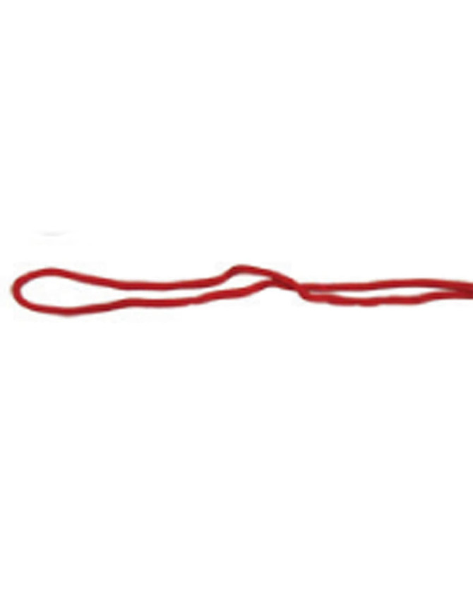 A red chin strap break-away clip featuring a simple loop design, presented against a white background.