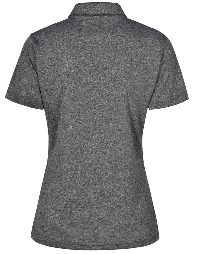 A grey short sleeve polo shirt with a fitted design, featuring a collar and no visible branding on the back.