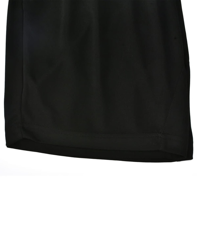 Black bamboo charcoal sports shorts with a smooth texture and a branded logo.